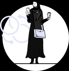 Woman with phone and coffee